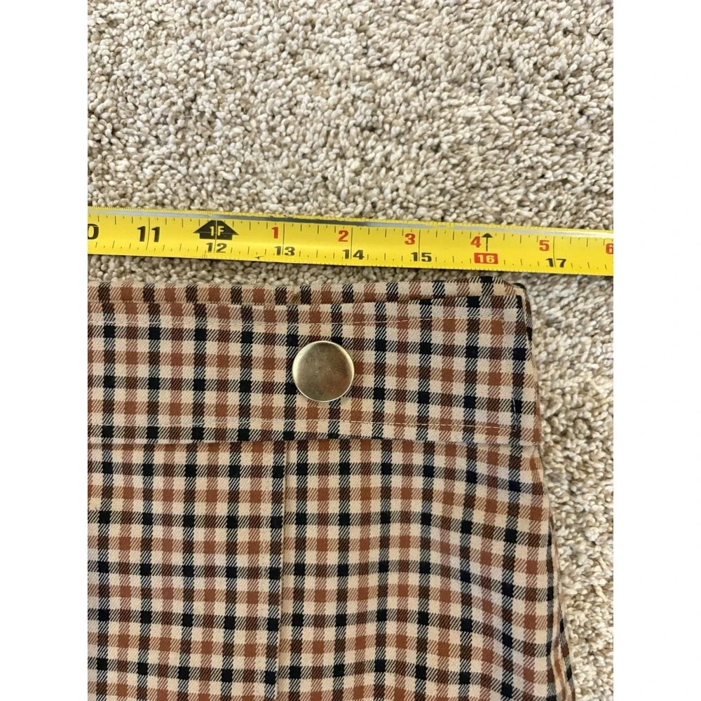 Ann Taylor‎ Factory Brown Plaid Straight Pencil Faux Wrap Skirt 8 Classic Career